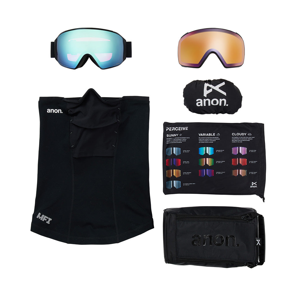 M4 Goggles (Toric) + Bonus Lens + MFI® Face Mask - Black/Perceive Variable Blue