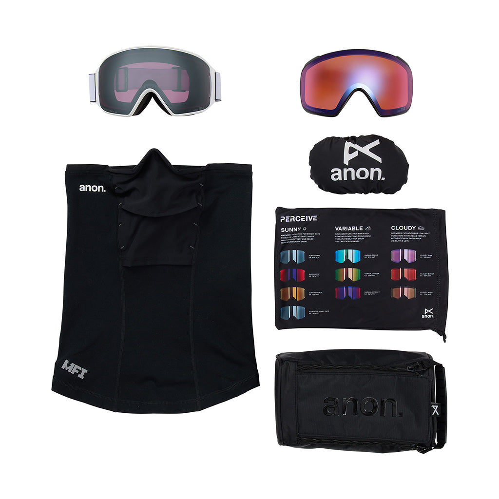 M4 Goggles (Toric) + Bonus Lens + MFI® Face Mask - White/Perceive Sunny Onyx
