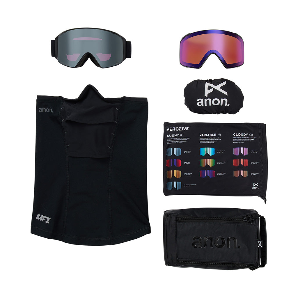 M4S Goggles (Cylindrical) + Bonus Lens + MFI® Face Mask - Smoke/Perceive Sunny Onyx
