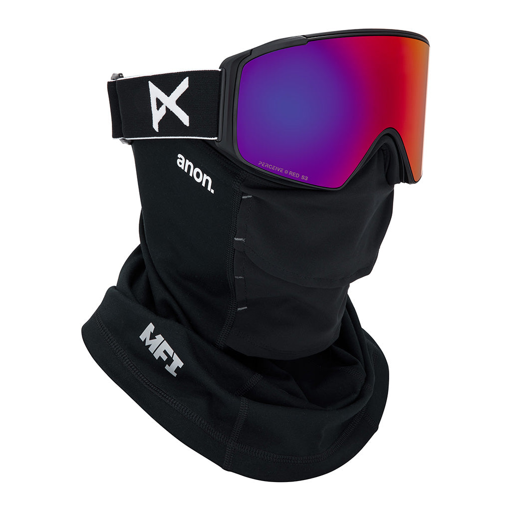 M4S Goggles (Cylindrical) + Bonus Lens + MFI® Face Mask - Black/Perceive Sunny Red