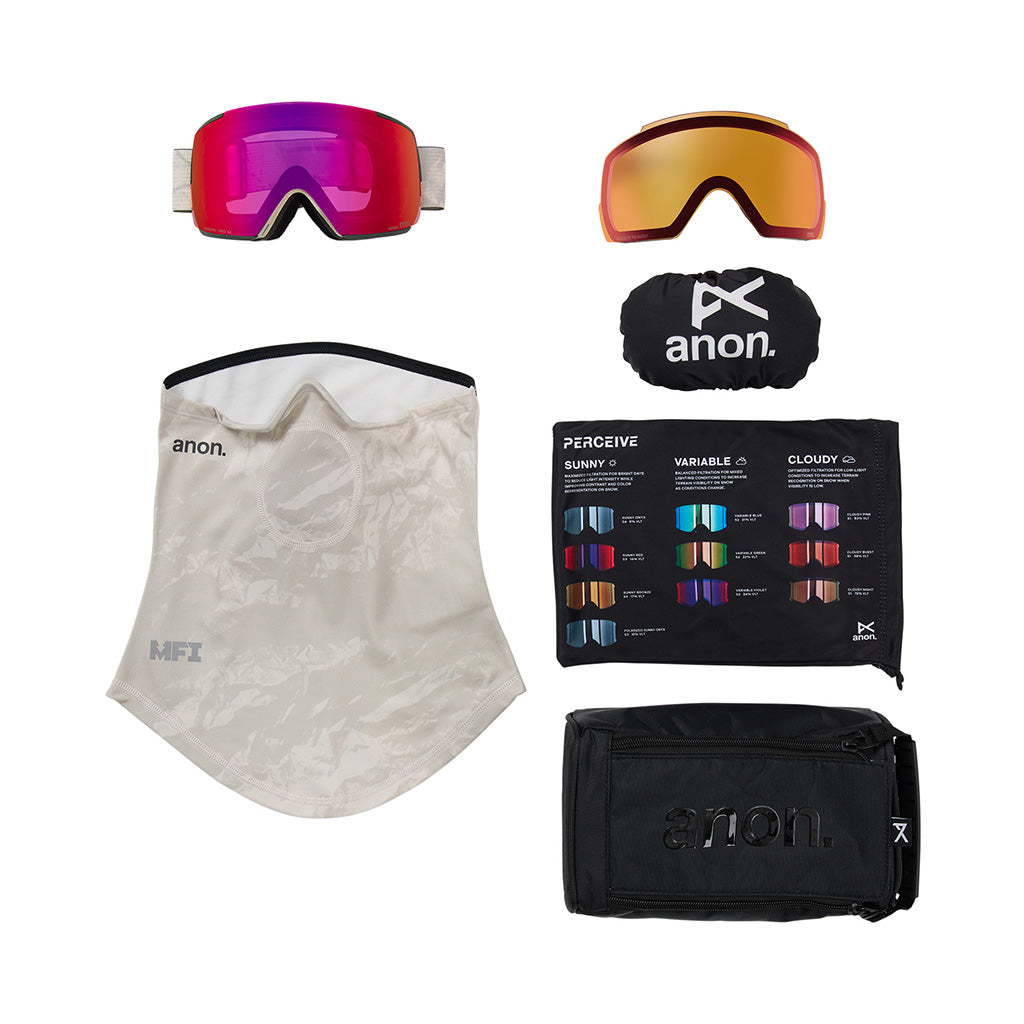 M5 Goggles + Bonus Lens + MFI® Face Mask - Sediment/Perceive Sunny Red