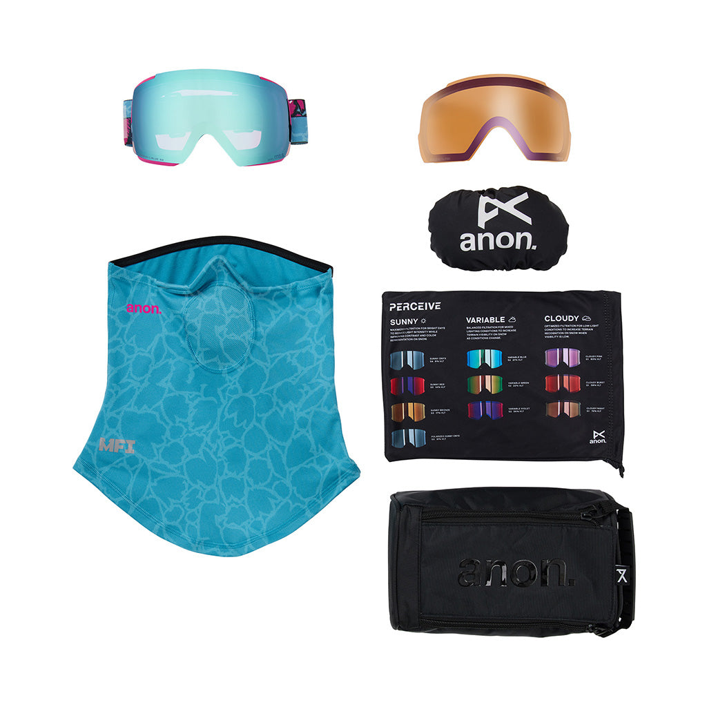 M5 Goggles + Bonus Lens + MFI® Face Mask - Pink Tides/Perceive Variable Blue