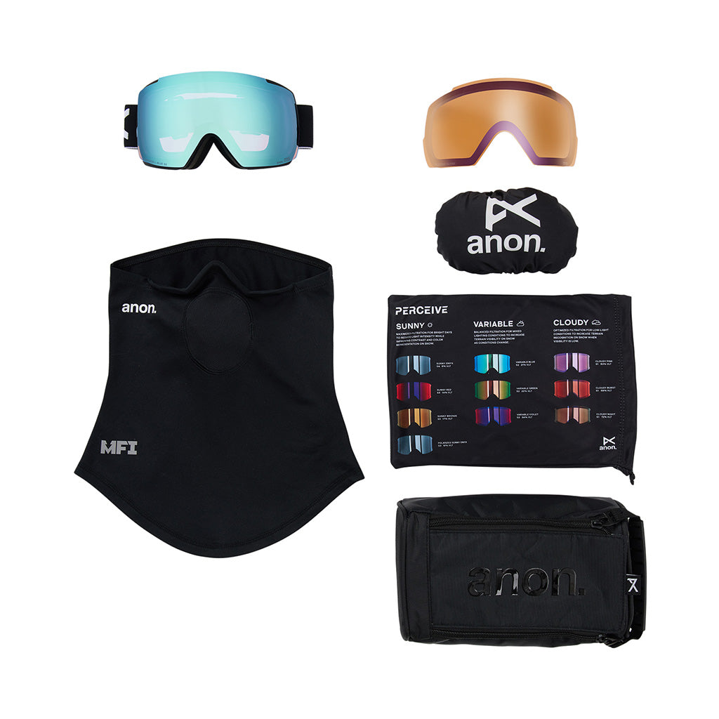 M5 Goggles + Bonus Lens + MFI® Face Mask - Black/Perceive Variable Blue