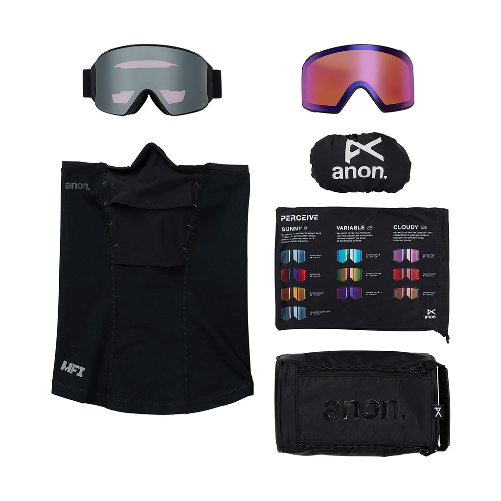 M4 Goggles (Cylindrical) + Bonus Lens + MFI® Face Mask - Smoke/Perceive Sunny Onyx
