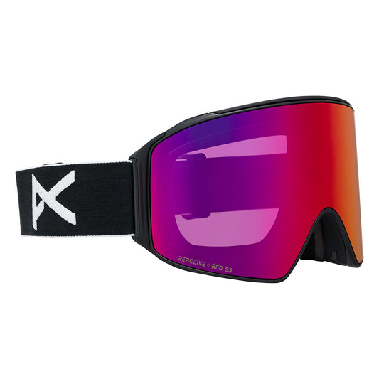 M4 Goggles (Cylindrical) + Bonus Lens + MFI® Face Mask - Black/Perceive Sunny Red