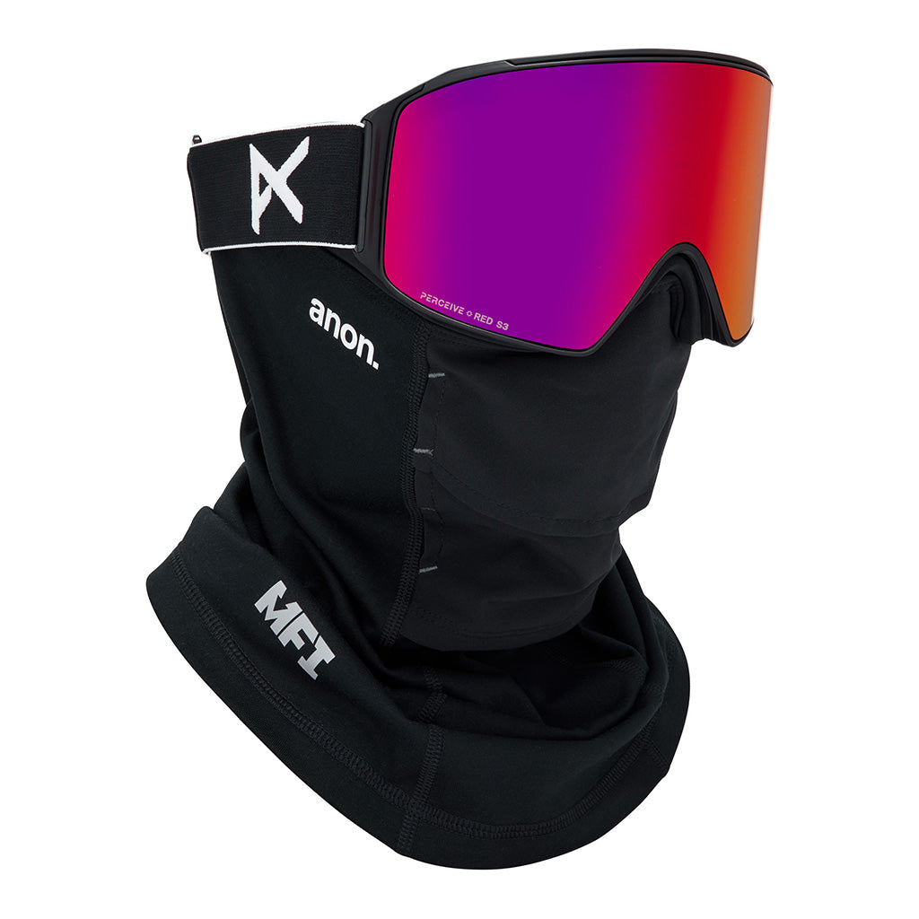 M4 Goggles (Cylindrical) + Bonus Lens + MFI® Face Mask - Black/Perceive Sunny Red