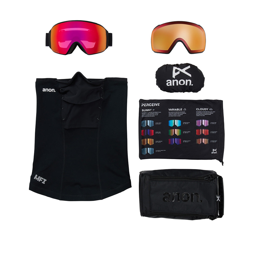 M4 Goggles (Toric) + Bonus Lens + MFI® Face Mask - Black/Perceive Sunny Red