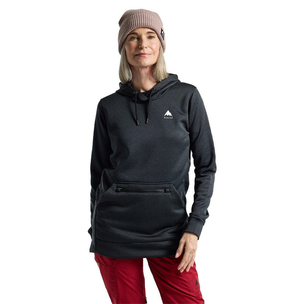 Wms Oak Long Pullover Hoodie True Black Heather