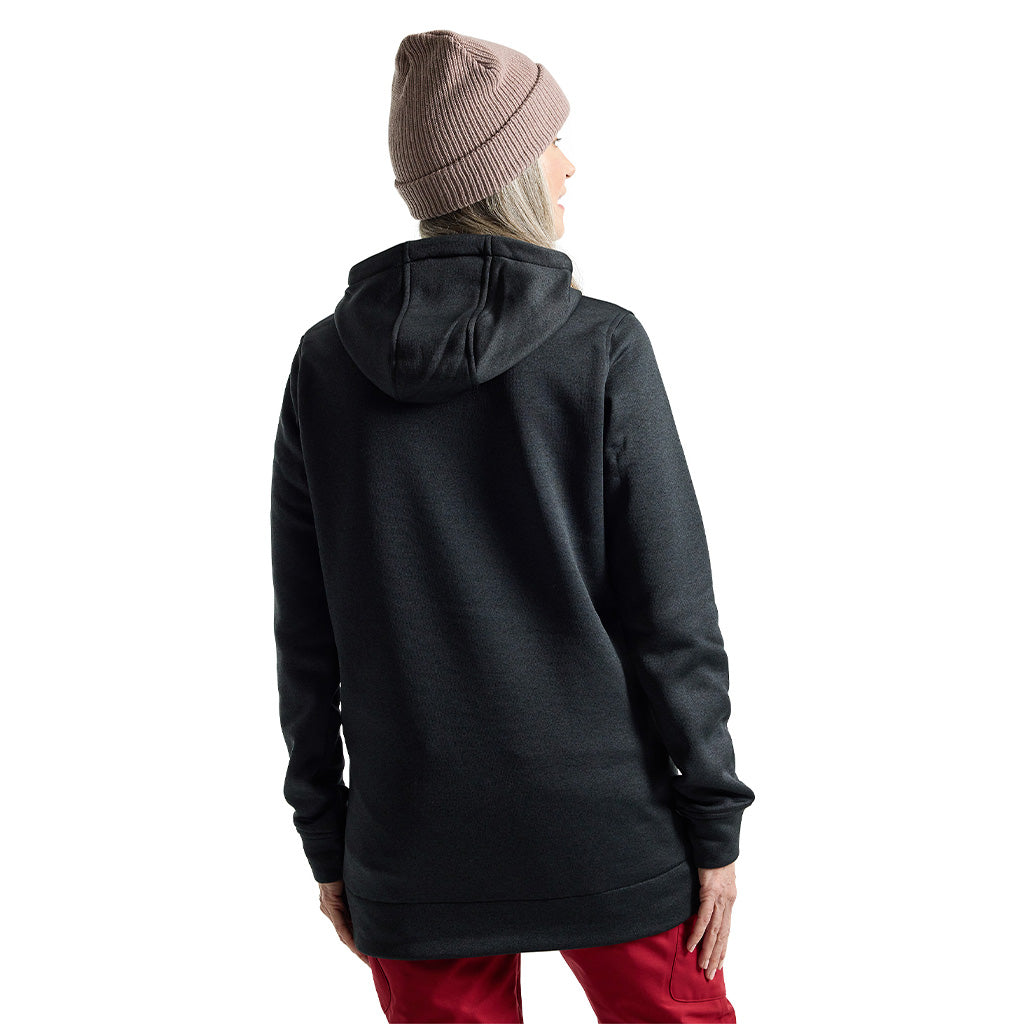 Wms Oak Long Pullover Hoodie True Black Heather