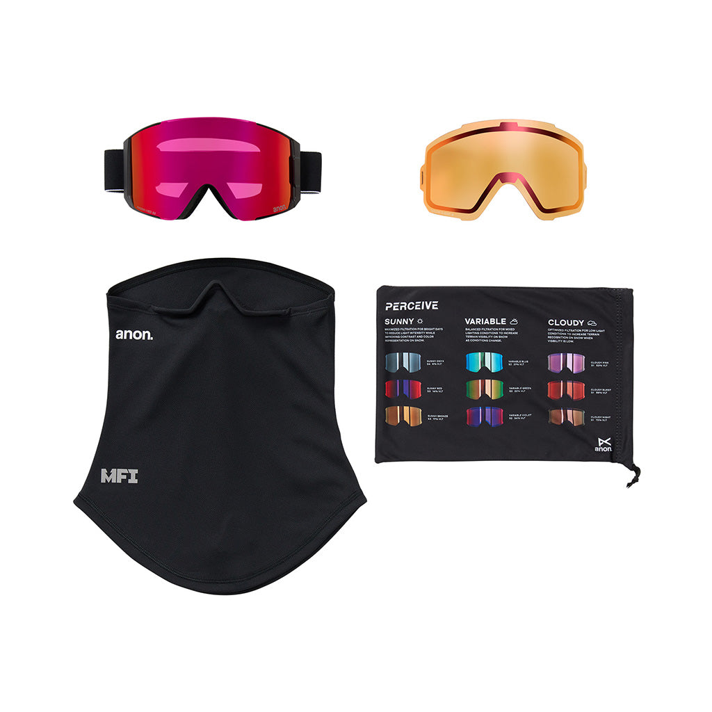 Sync Goggles + Bonus Lens + MFI® Face Mask - Black/Perceive Sunny Red