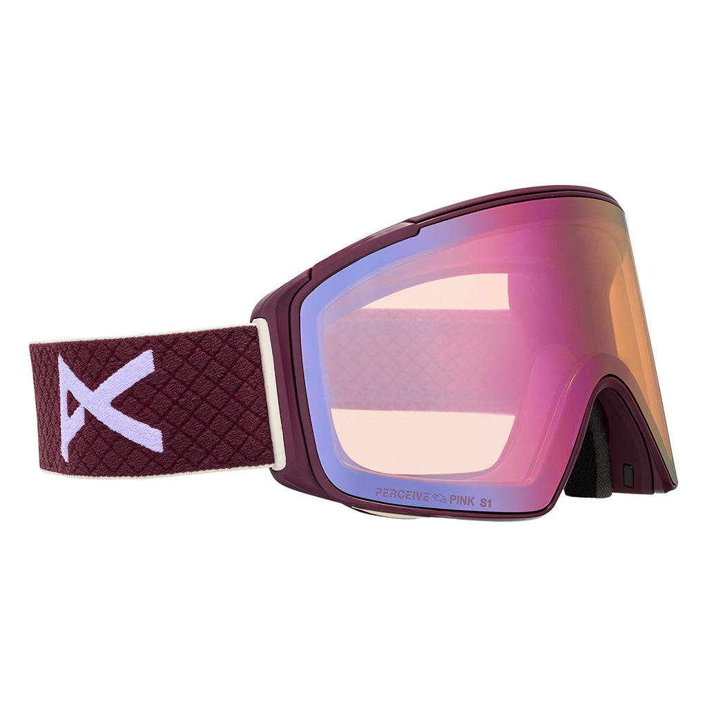 M4S Goggles (Cylindrical) + Bonus Lens + MFI® Face Mask - Deep Cherry/Perceive Cloudy Pink