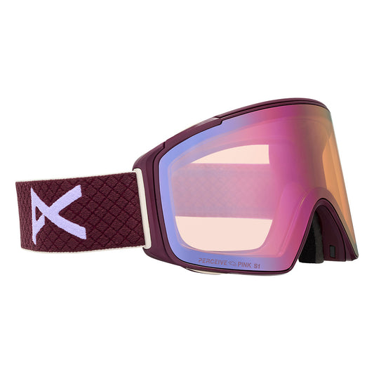 M4S Goggles (Cylindrical) + Bonus Lens + MFI® Face Mask - Deep Cherry/Perceive Cloudy Pink