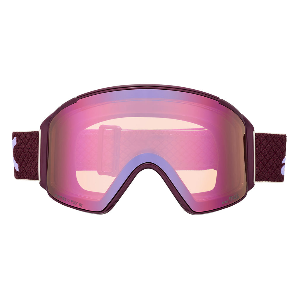 M4S Goggles (Cylindrical) + Bonus Lens + MFI® Face Mask - Deep Cherry/Perceive Cloudy Pink