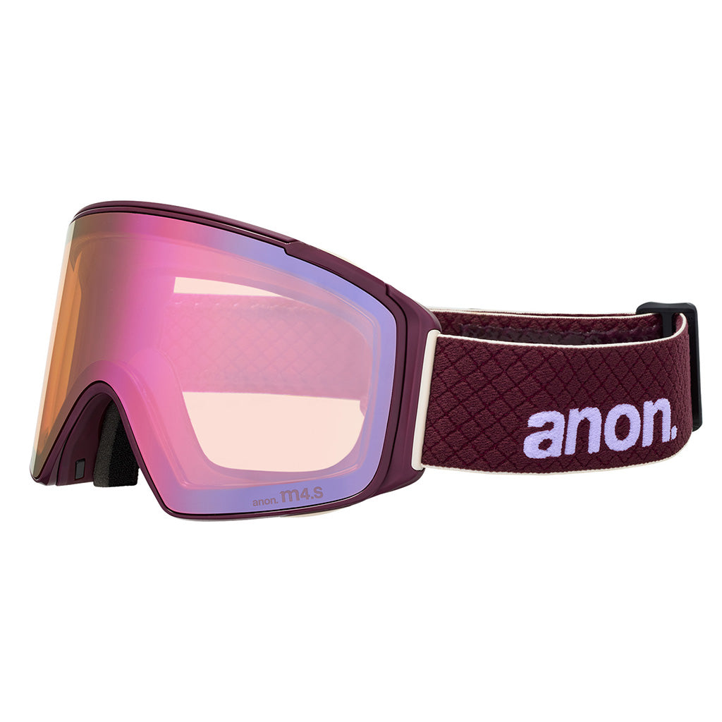M4S Goggles (Cylindrical) + Bonus Lens + MFI® Face Mask - Deep Cherry/Perceive Cloudy Pink