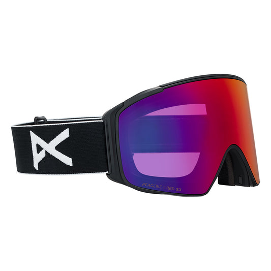 M4S Goggles (Cylindrical) + Bonus Lens + MFI® Face Mask - Black/Perceive Sunny Red