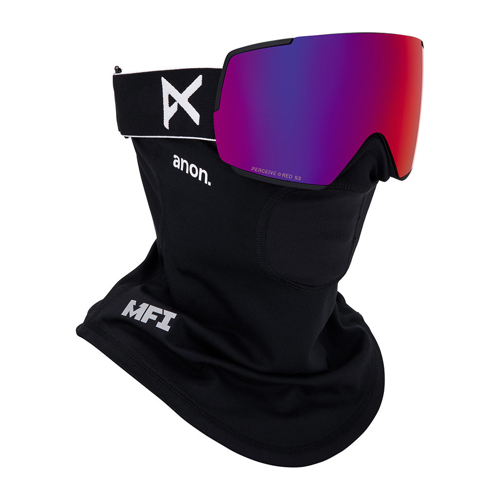 M5 Goggles Low Bridge + Bonus Lens + MFI® Face Mask - Black/Perceive Sunny Red