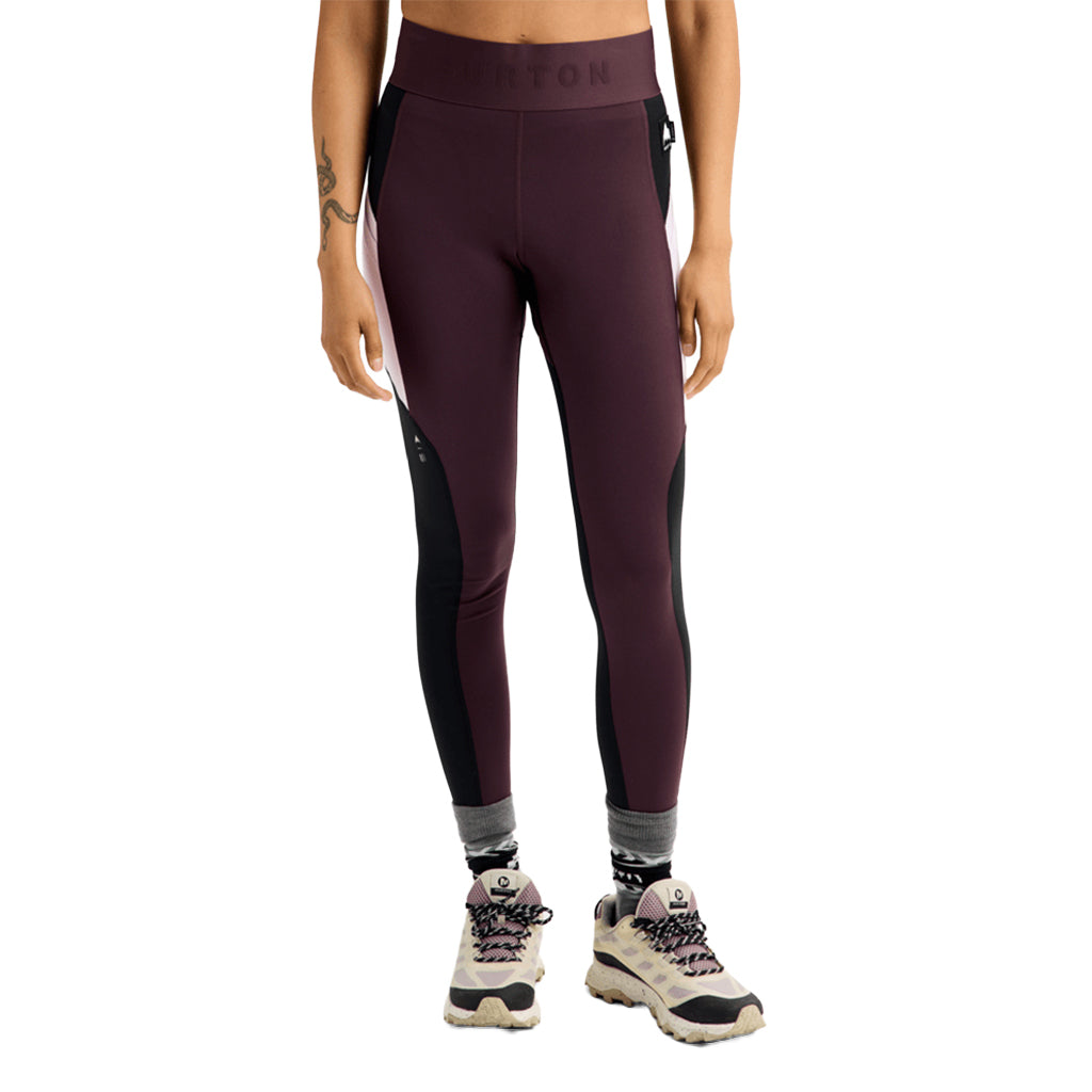 Wms Synthetic Midweight Base Layer Pants - True Black/Bear Hug Brown/Moondust Purple