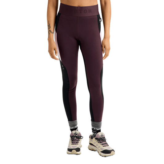 Wms Synthetic Midweight Base Layer Pants - True Black/Bear Hug Brown/Moondust Purple