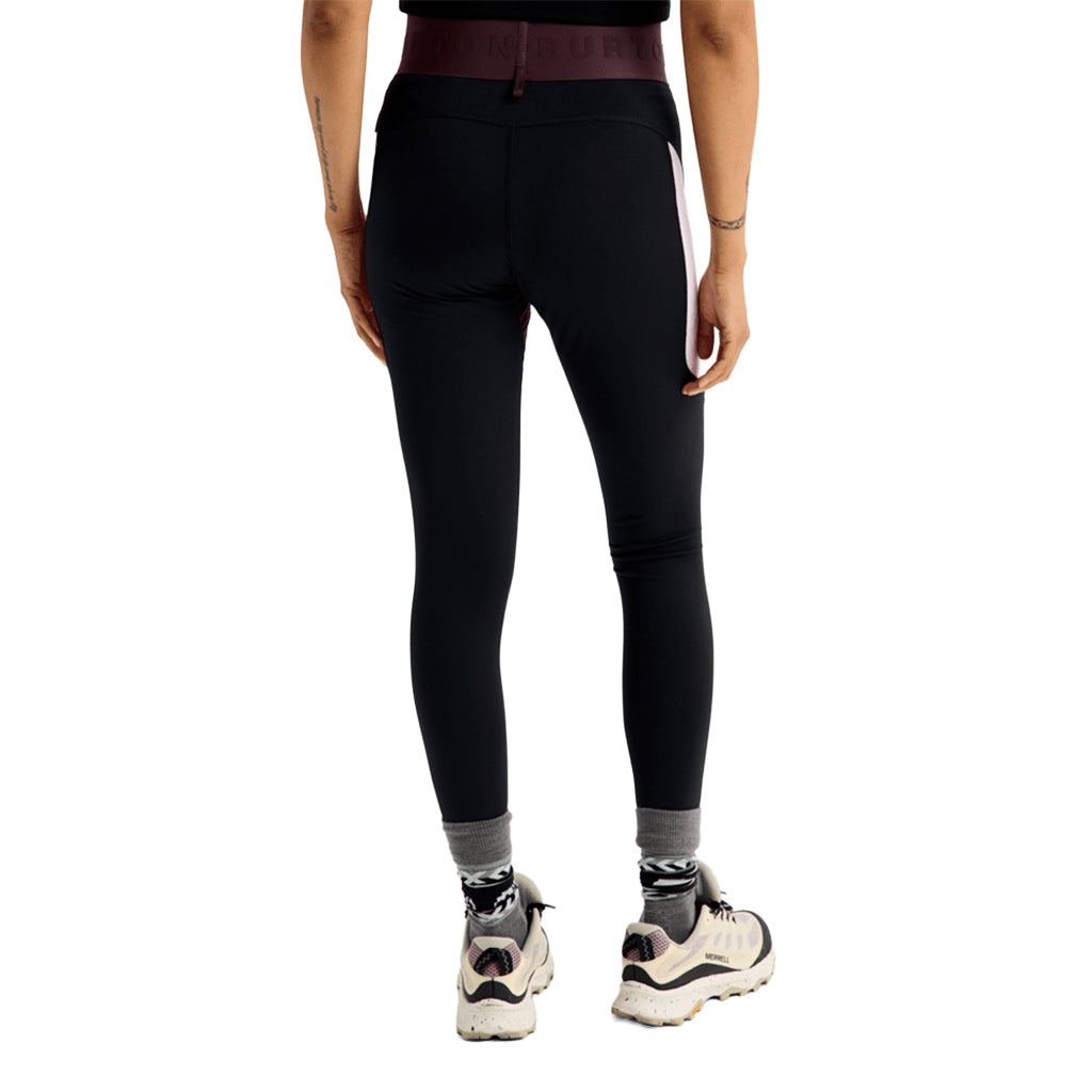 Wms Synthetic Midweight Base Layer Pants - True Black/Bear Hug Brown/Moondust Purple