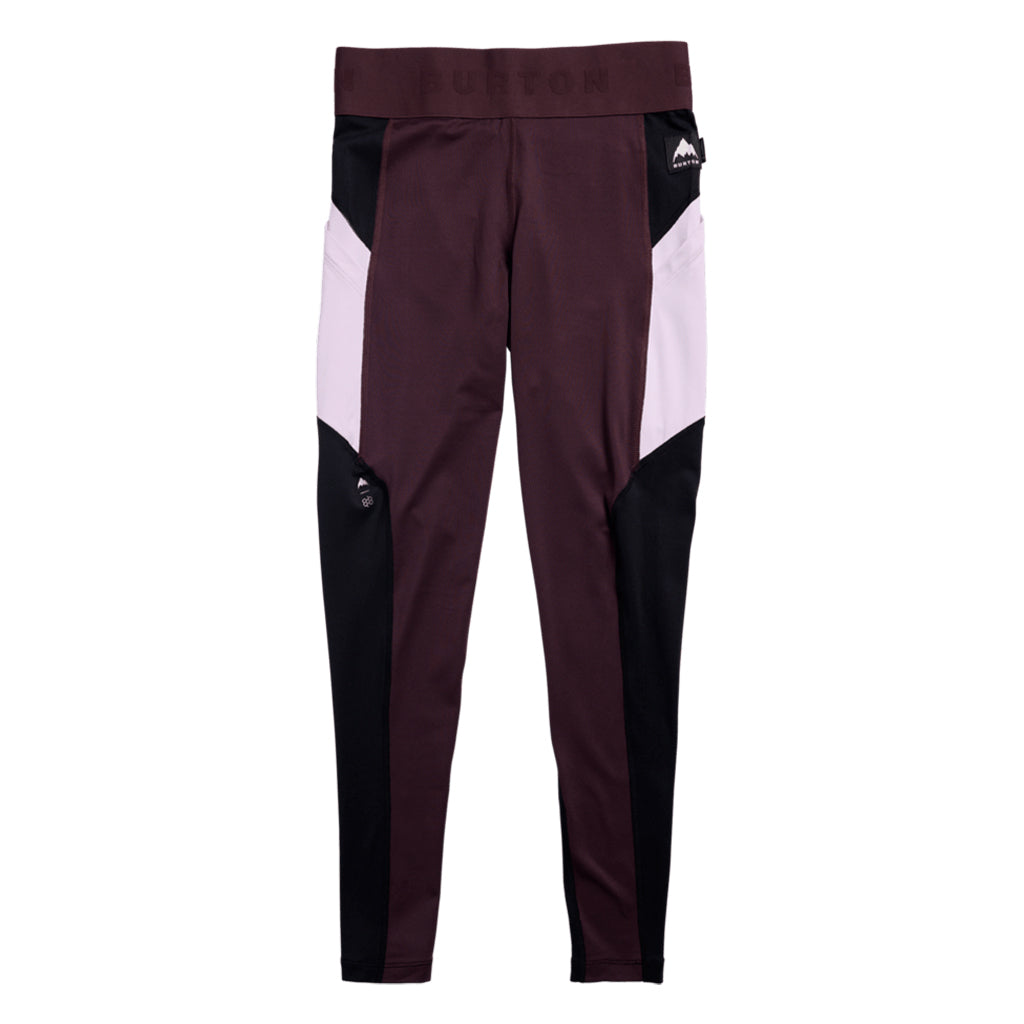 Wms Synthetic Midweight Base Layer Pants - True Black/Bear Hug Brown/Moondust Purple
