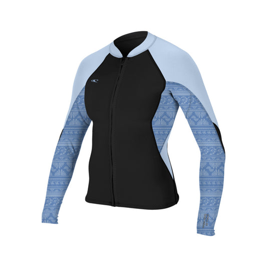 Wms Bahia 1/0.5mm Full-Zip Jacket - Black/Surfabstract/Chambrayblu