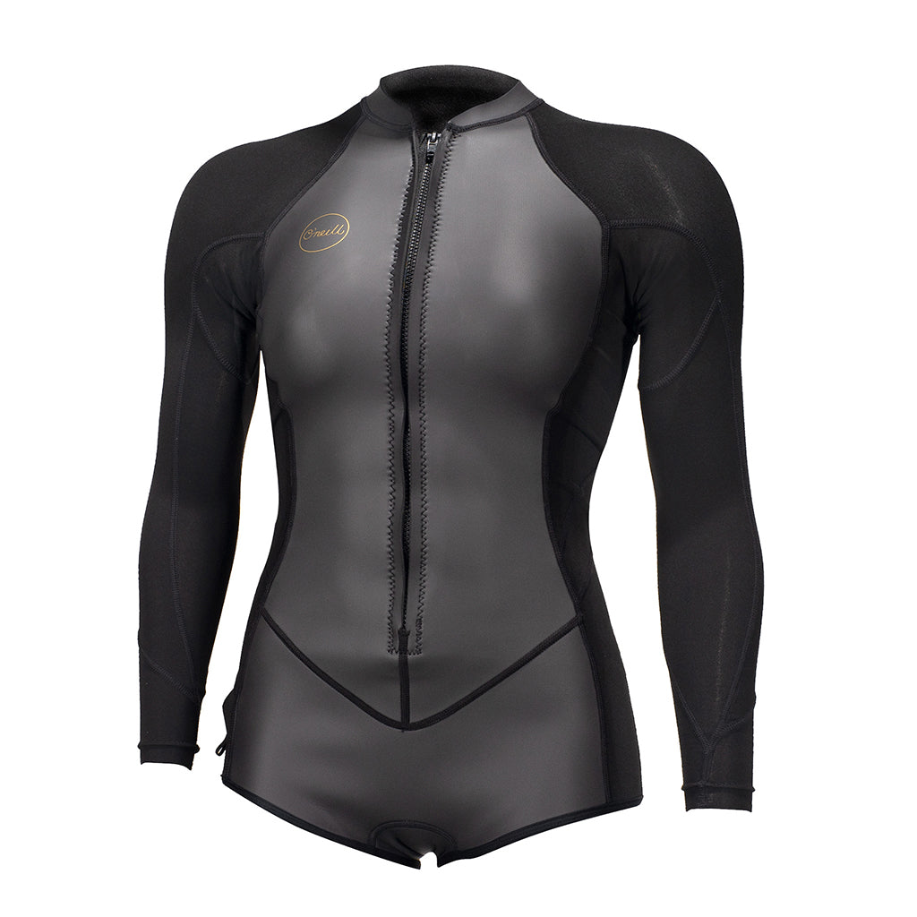 Wms Bahia 2/1 Front Zip L/S Short Spring - Glideblack/Black/Black