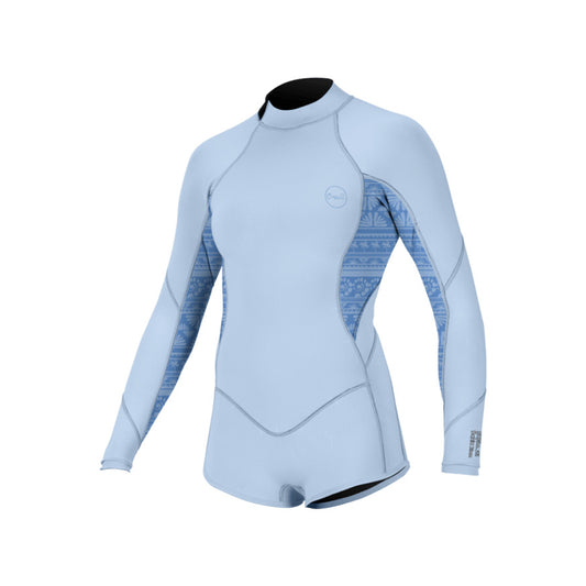 Girls Bahia 2/1 Back Zip L/S Spring - Chmbyblu/Surfabstract/Chmbyblu