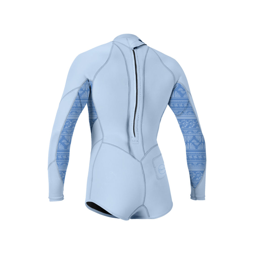 Girls Bahia 2/1 Back Zip L/S Spring - Chmbyblu/Surfabstract/Chmbyblu