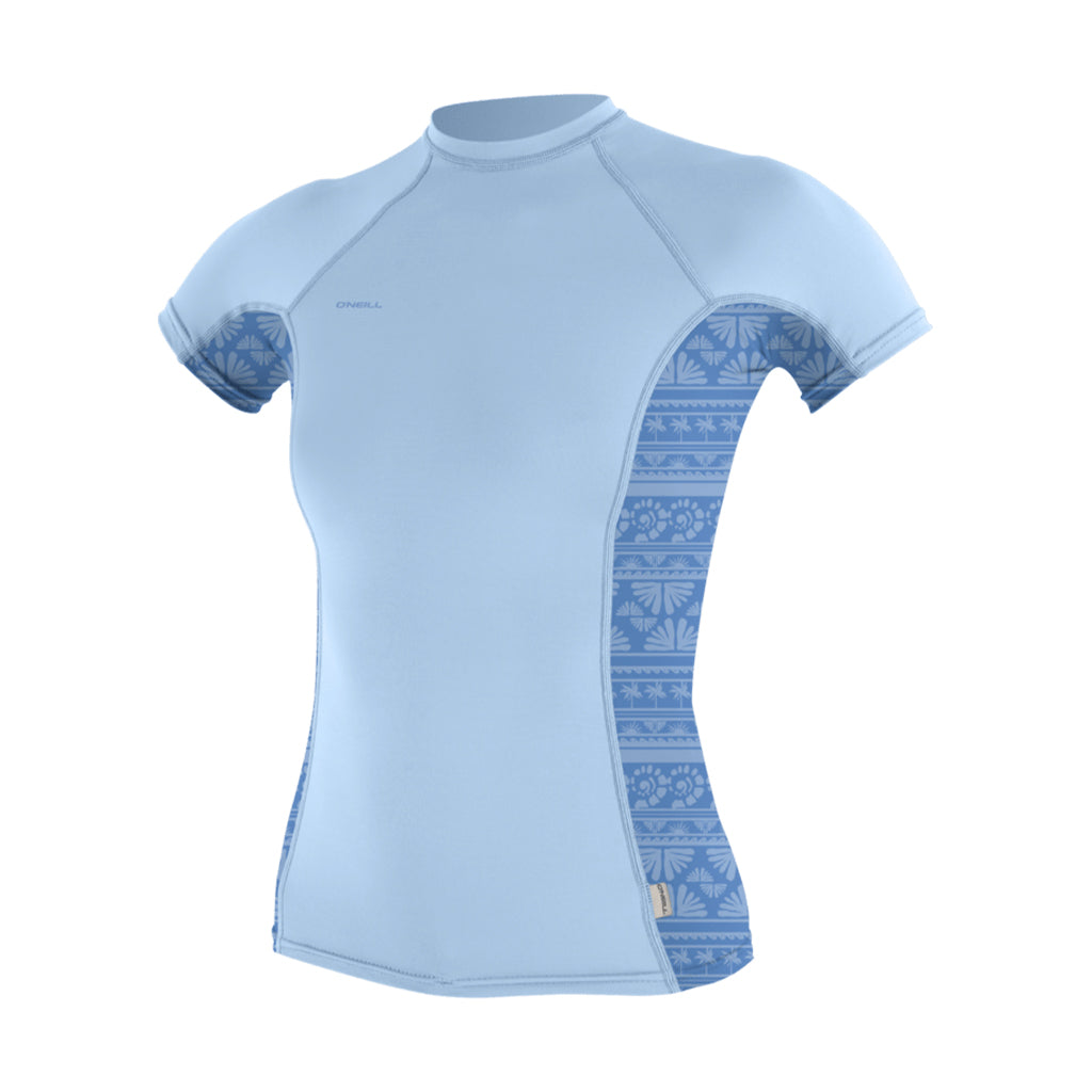 Wms Hyperfreak Skins S/S Rash Guard - Chambrayblue/Surfabstract