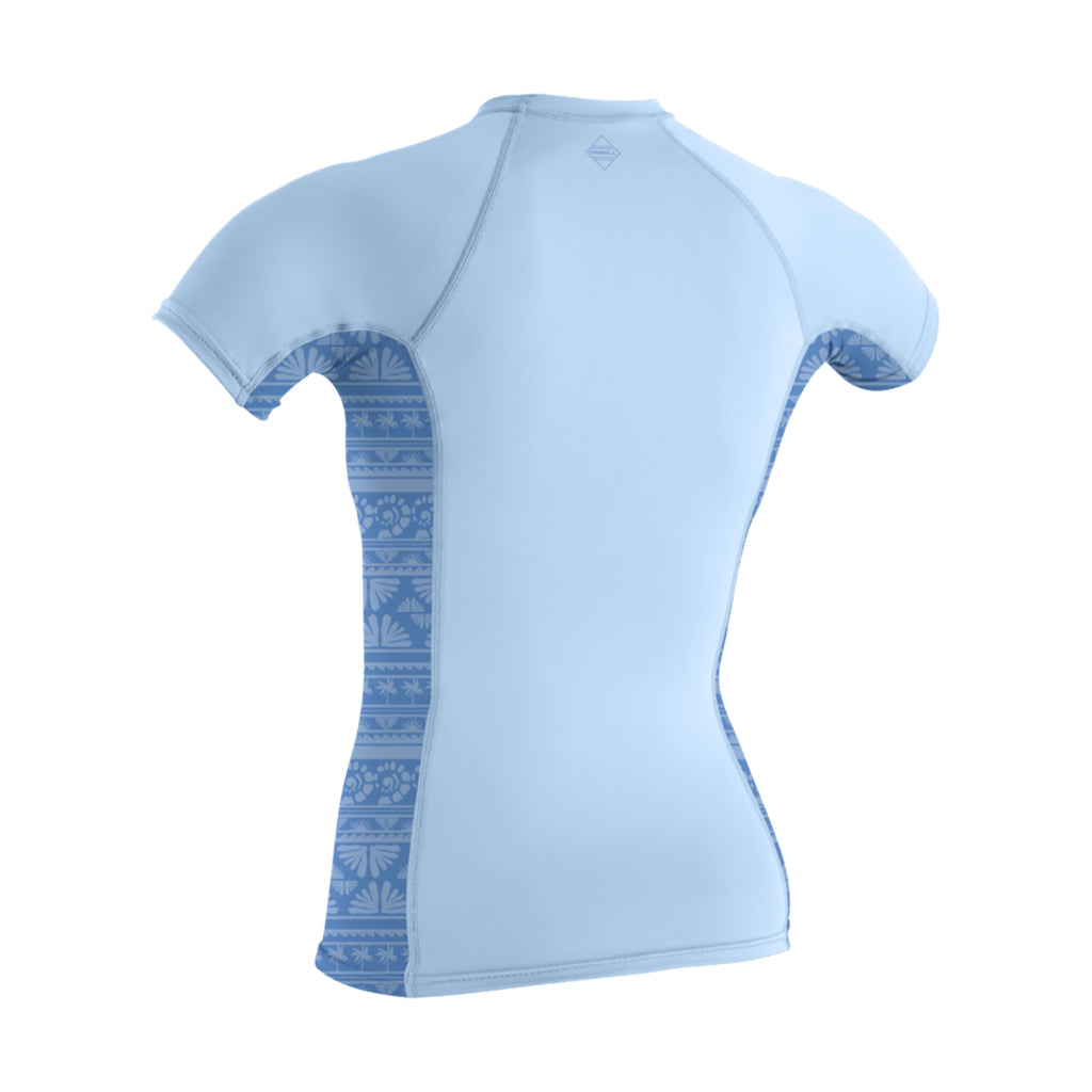 Wms Hyperfreak Skins S/S Rash Guard - Chambrayblue/Surfabstract